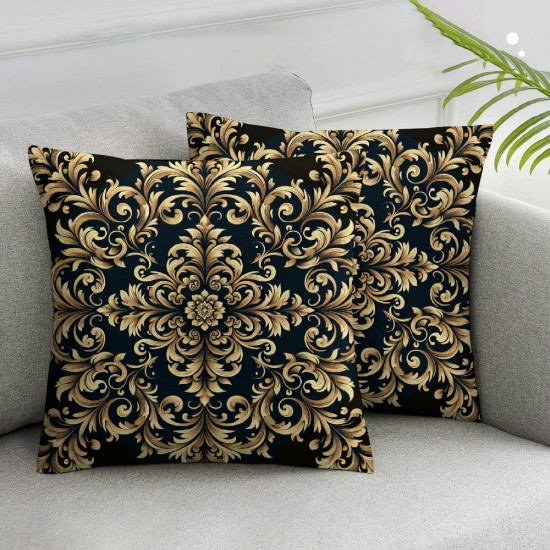 Pillow Cover Pattern Blue Decorative Linen Throw Pillow Case for Sofa Car Bedding Decoration