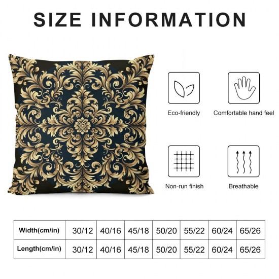 Pillow Cover Pattern Blue Decorative Linen Throw Pillow Case for Sofa Car Bedding Decoration