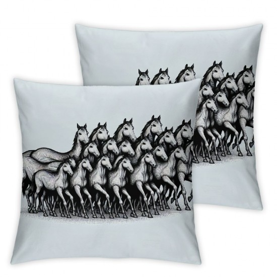 Ulloord Pillow Cover Dressage Horse Lovers Christmas Tree Sport Horses Animals Head Black Composition Decorative Linen Throw Pillow Case for Sofa Car Bedding Decoration