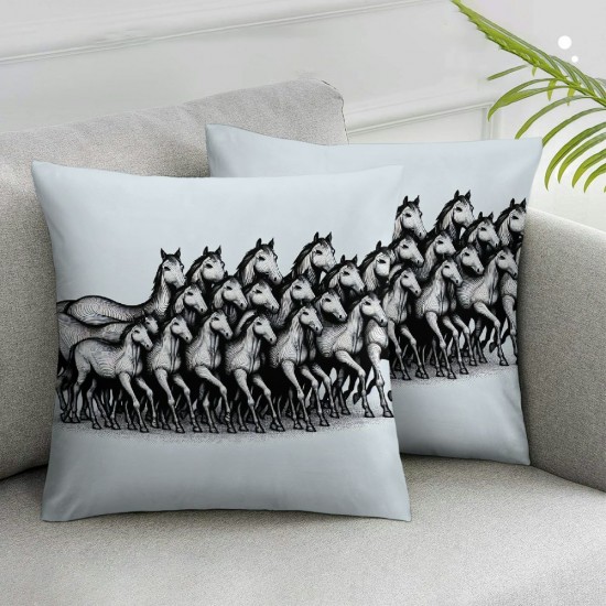 Ulloord Pillow Cover Dressage Horse Lovers Christmas Tree Sport Horses Animals Head Black Composition Decorative Linen Throw Pillow Case for Sofa Car Bedding Decoration