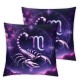 Ulloord Space Constellation Throw Pillow Covers, Zodiac Sign Abstract Decorative Pillow Covers Digital Printing Linen Blended for Couch Sofa Bed Invisible Zipper