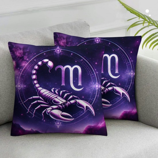 Ulloord Space Constellation Throw Pillow Covers, Zodiac Sign Abstract Decorative Pillow Covers Digital Printing Linen Blended for Couch Sofa Bed Invisible Zipper