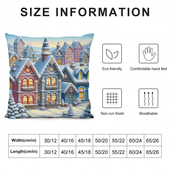 Ulloord Pillow Cover Scene Winter Holiday Christmas Landscape Wood Abstract Architecture Decorative Linen Throw Pillow Case for Sofa Car Bedding Decoration