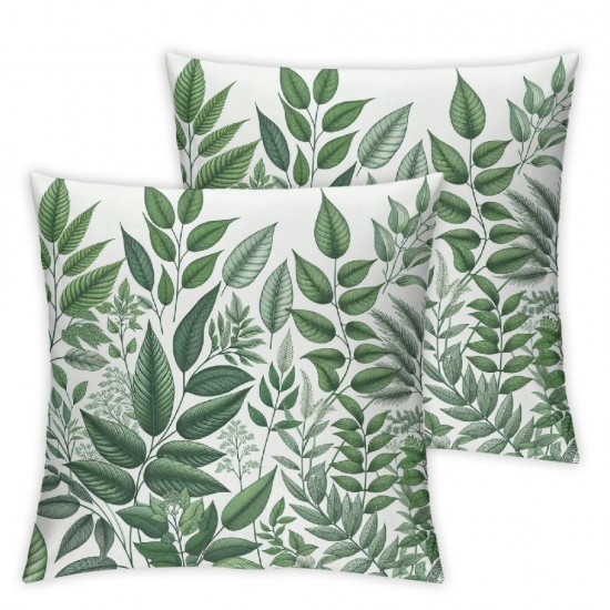 Ulloord Pillow Cover Leaf Floral White Codiaeum Philodendron Decorative Throw Pillow Case for Sofa Car Bedding Decoration