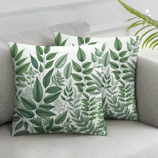 Ulloord Pillow Cover Leaf Floral White Codiaeum Philodendron Decorative Throw Pillow Case for Sofa Car Bedding Decoration