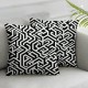 Ulloord Black White Throw Pillow Covers,Geometricmodern Monochrome Repeating Decorative Pillow Covers Digital Printing Linen Blended for Couch Sofa Bed Invisible Zipper