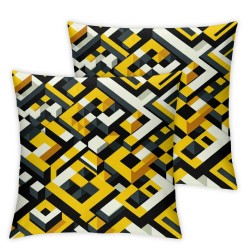 Ulloord  Yellow Black Plaid Throw Pillow Covers,Yellow Black Lumberjack Buffalo Plaid Decorative Pillow Covers Digital Printing Blended Fabric for Couch Sofa Bed Invisible Zipper