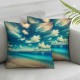 Tropical Beach Throw Pillow Covers,Palm Beautiful Holiday Island Decorative Pillow Covers Digital Printing Blended Fabric for Couch Sofa Bed Invisible Zipper