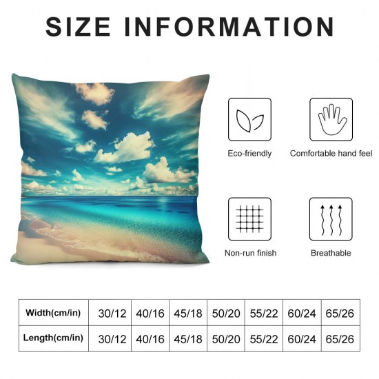 Tropical Beach Throw Pillow Covers,Palm Beautiful Holiday Island Decorative Pillow Covers Digital Printing Blended Fabric for Couch Sofa Bed Invisible Zipper