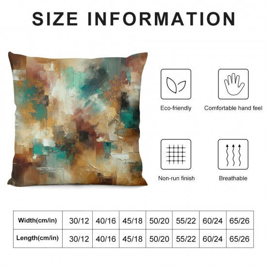 Ulloord  Earth Yellow Abstract Oil Painting Throw Pillow Covers,Colorful Decorative Pillow Covers Digital Printing Linen Blended for Couch Sofa Bed Invisible Zipper