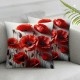 Ulloord  Spring Poppy Flowers Decorative Pillow Covers, Red Crimson White Poppy Nature Beautiful Beauty Blossom Double Sided Throw Pillow Covers Sofa Cushion Cover Square