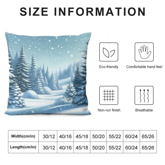 Winter Pillow Covers , Mysterious Winter Landscape in Magical Snow Double Sided Decorative Pillows Cases Throw Pillows Covers