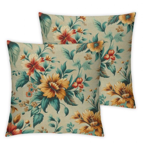 Spring Pillows Decorative Floral Throw Pillow Covers , Green Flower Print Decorative Double Sided Square Pillow Cases Pillowcase Sofa Cushion