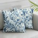 Ulloord  Winter Pillow Covers , Floral Delicate Blue Delicate Flowers Swirls White Bouquet Double Sided Decorative Pillows Cases Throw Pillows Covers