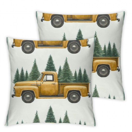 Ulloord Christmas Yellow Decorative Pillow Covers, Car Holiday Double Sided Throw Pillow Covers Sofa Cushion Cover Square