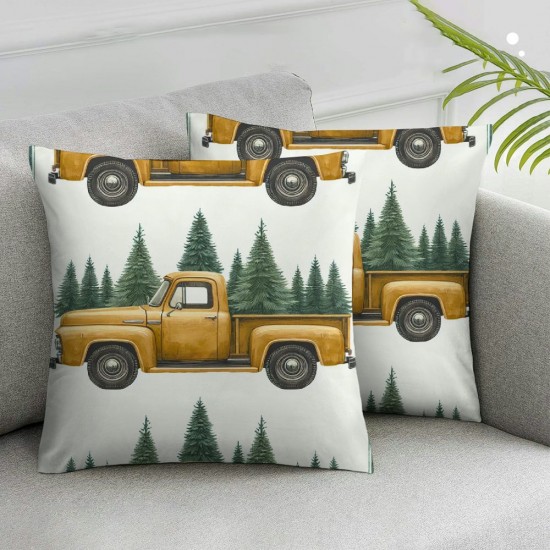 Ulloord Christmas Yellow Decorative Pillow Covers, Car Holiday Double Sided Throw Pillow Covers Sofa Cushion Cover Square