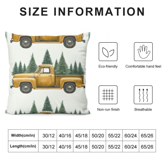 Ulloord Christmas Yellow Decorative Pillow Covers, Car Holiday Double Sided Throw Pillow Covers Sofa Cushion Cover Square