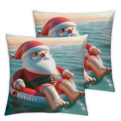 Merry Christmas Decorative Pillow Covers , Beach Stock Christmas Double Sided Throw Pillow Covers Sofa Cushion Cover