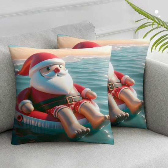 Merry Christmas Decorative Pillow Covers , Beach Stock Christmas Double Sided Throw Pillow Covers Sofa Cushion Cover