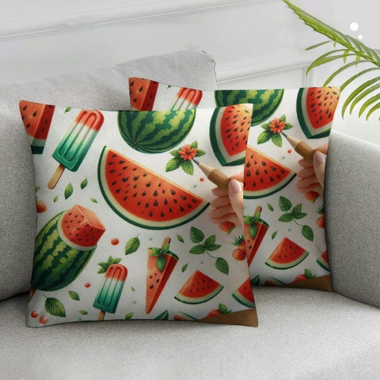 Summer Fruit Pillow Covers ,  Linen Square Throw Pillow Covers Sofa Decorative Pillowcase Cushion