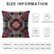 Ulloord  Pillow Covers , Scottish Tartan Red and White Wool Pattern Symmetric Square Print Double Sided Decorative Pillows Cases Throw Pillows Covers