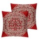 Ulloord  Red Round Love Hearts Decorative Pillow Covers, White Double Happiness Pattern Chinese Wedding Double Sided Throw Pillow Covers Sofa Cushion Cover Square