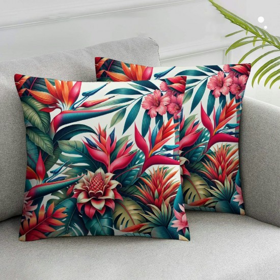 Ulloord  Spring Pillows Decorative Throw Pillow Covers , Abstract Tropical Floral Blossom Botanical Flower Garment Double Sided Square Pillow Cases Pillowcase Sofa Cushion