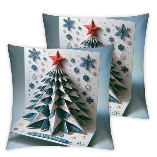 Ulloord  Merry Christmas Decorative Pillow Covers ,Turquoise Stars On an Aqua Background Double Sided Throw Pillow Covers Sofa Cushion Cover