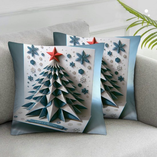 Ulloord  Merry Christmas Decorative Pillow Covers ,Turquoise Stars On an Aqua Background Double Sided Throw Pillow Covers Sofa Cushion Cover