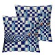 Ulloord  Pillow Covers , Blue and White Checkered Fabric Design Double Sided Decorative Pillows Cases Throw Pillows Covers