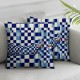 Ulloord  Pillow Covers , Blue and White Checkered Fabric Design Double Sided Decorative Pillows Cases Throw Pillows Covers