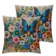 Ulloord Colorful Flowers Pillow Covers , Old and Butterflies Double Sided Square Throw Pillow Covers Sofa Decorative Pillowcase