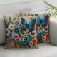 Ulloord Colorful Flowers Pillow Covers , Old and Butterflies Double Sided Square Throw Pillow Covers Sofa Decorative Pillowcase