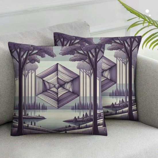 Ulloord Throw Pillow Covers Modern Landscape Painting Grey Design Square Pillowcase for Home Decor Sofa Car Bedroom Pillow case