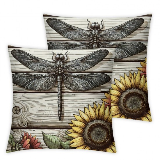 Ulloord Throw Pillow Covers Sunflower Butterfly Bee Print Square Pillowcase for Home Decor Sofa Car Bedroom Pillow case