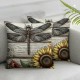 Ulloord Throw Pillow Covers Sunflower Butterfly Bee Print Square Pillowcase for Home Decor Sofa Car Bedroom Pillow case