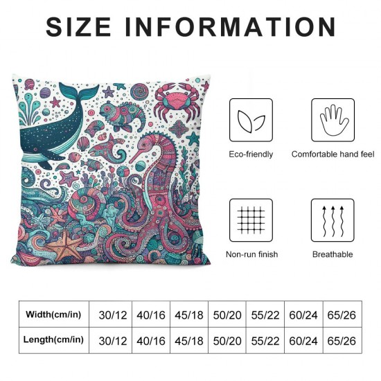 Ulloord Throw Pillow Covers Coral Pattern Square Pillowcase for Home Decor Sofa Car Bedroom Pillow case