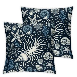 Ulloord Hopyeer Outdoor Throw Pillows Cover Sea Coral Pillow Cover Pillow Cover for Couch Navy Blue(Beach)