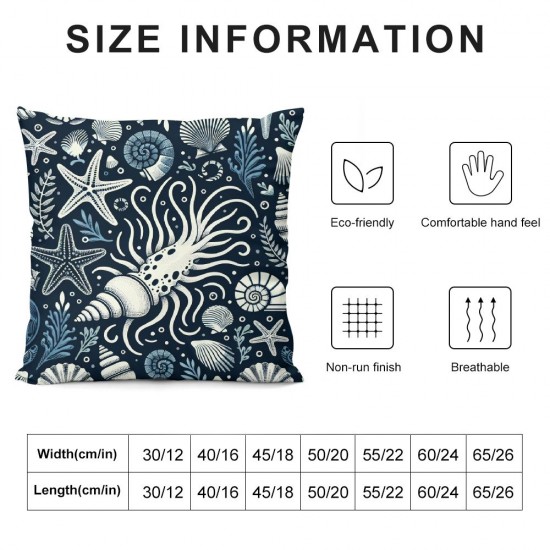 Ulloord Hopyeer Outdoor Throw Pillows Cover Sea Coral Pillow Cover Pillow Cover for Couch Navy Blue(Beach)