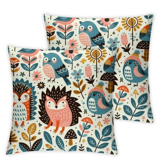 Ulloord Throw Pillow Covers Cute Fox Square Pillowcases for Home Decor Sofa Car Bedroom Forest Animal Floral Cartoon Painting Pillow Cases