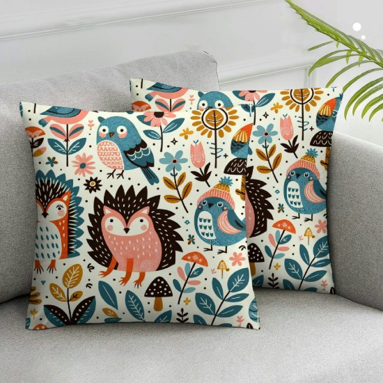 Ulloord Throw Pillow Covers Cute Fox Square Pillowcases for Home Decor Sofa Car Bedroom Forest Animal Floral Cartoon Painting Pillow Cases