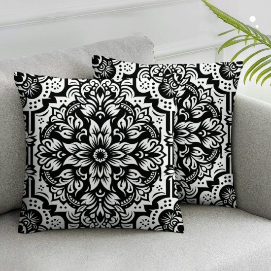 Ulloord Pillow Cover Spring Summer Flower Black White Pillow Case Outdoor Decor for Living Room Cushion Cover