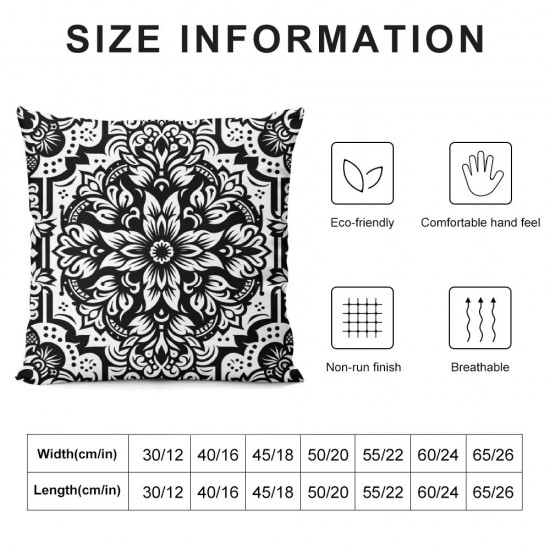 Ulloord Pillow Cover Spring Summer Flower Black White Pillow Case Outdoor Decor for Living Room Cushion Cover