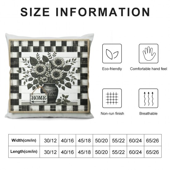 Ulloord Pillow Covers Black Floral Bloom Decorative Throw Pillow Covers Spring Summer Decor Pillow Case for Sofa Couch