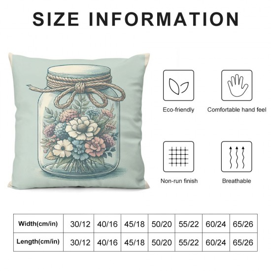 Ulloord Pink Flowers Bottle Decorative Throw Pillow Cover Floral Quote Words Outdoor Home Decor, Butterfly Couch Cushion Case