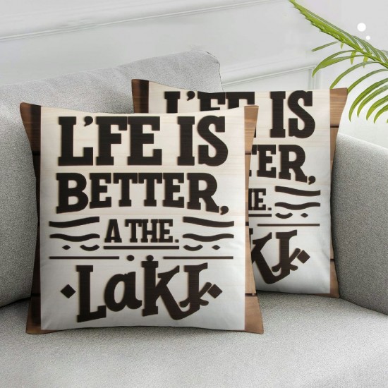 Ulloord Life is Better at The Inspirational Quote Throw Pillow Covers Decorative Ocean Boat  Simple Accent Pillowcase Sofa Chair Cushion Case