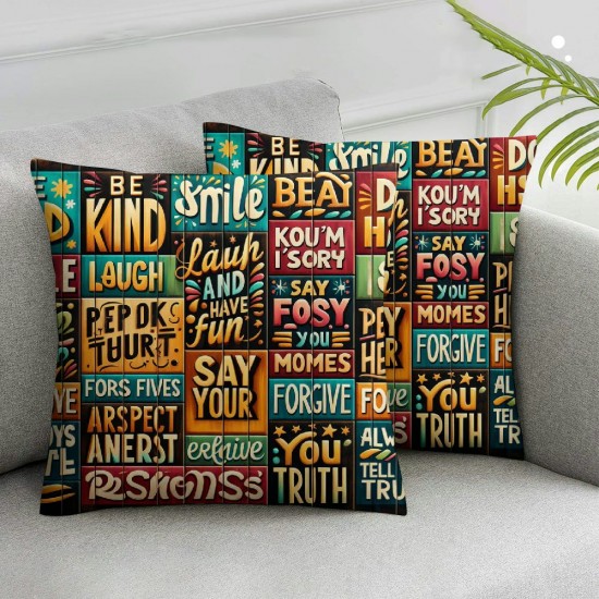 Ulloord Retro Background Our Throw Pillowcase Quote Words Square Cushion Cover Home Office Decorative(Our )