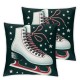 Ulloord Merry Christmas Ice Skates Decorative Throw Pillow Cover Wood Xmas Tree Stars Pillow Case Sofa Cushion Cover (Skates)