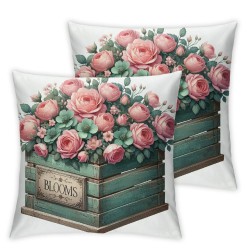 Ulloord Floral Throw Pillow Covers Pink Flowers Butterfly Pillow Covers Cushion Covers Sofa Bed Décor