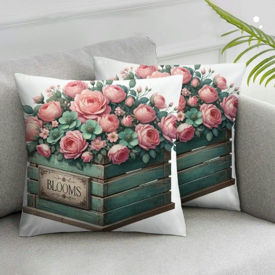 Ulloord Floral Throw Pillow Covers Pink Flowers Butterfly Pillow Covers Cushion Covers Sofa Bed Décor